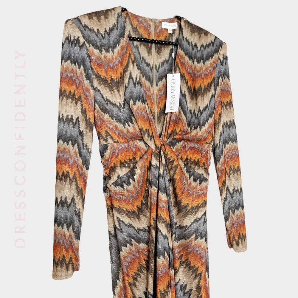 RONNY KOBO Stormy Knit Maxi Dress - Orange & Brown - Picture 10 of 12